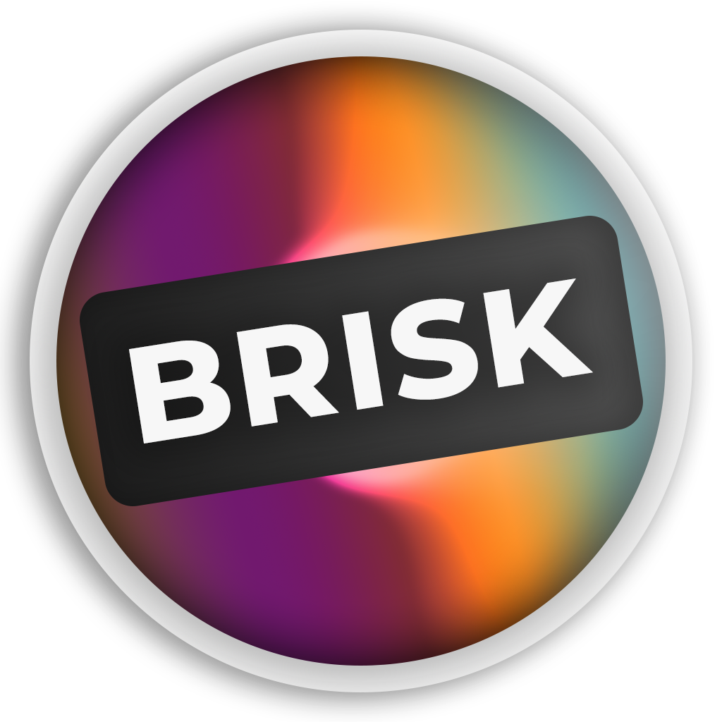 Brisk logo showing a option in touchbar inside a circular base.